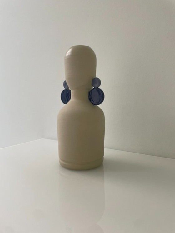Image 1 of Dutch Design vase with blue accents - Potterie De Eekhoorn