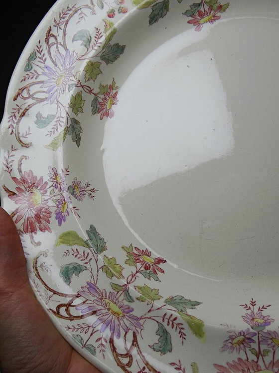 Antieke Longchamp Pâquerettes Aardewerk Polychrome Diepe Serveerschaal 19e Eeuw – Servies, Ceramic (photo 6 of 14)