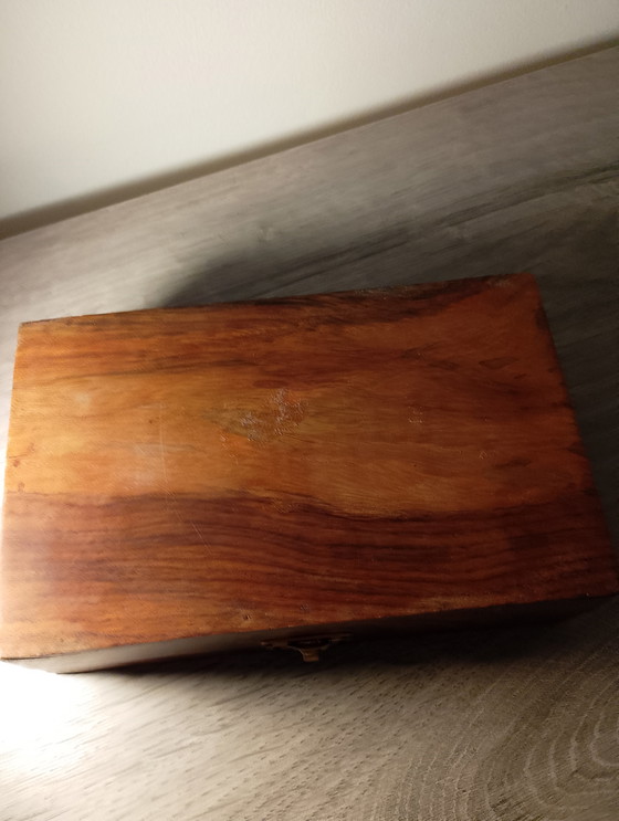 Image 1 of Handcrafted Indian sheesman wood jewelry storage box with brass elephants