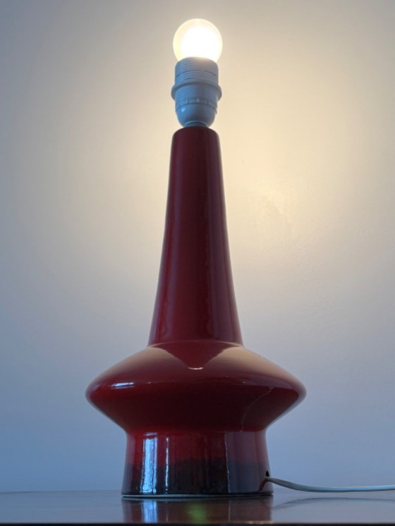 Image 1 of Vintage retro red ceramic table lamp base from the 70s