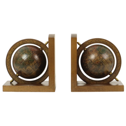 Italian Wooden Globe Bookends