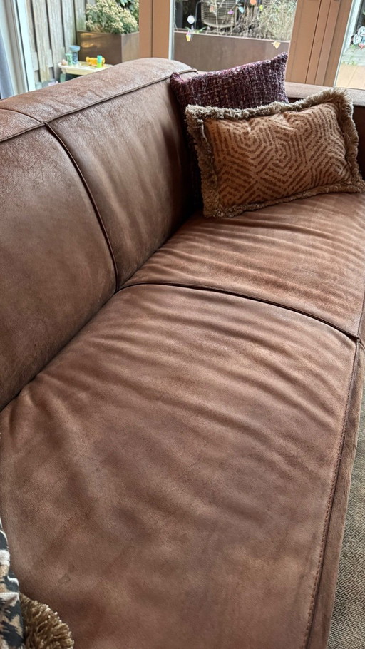 Bruine imitatieleren 3 zits bank