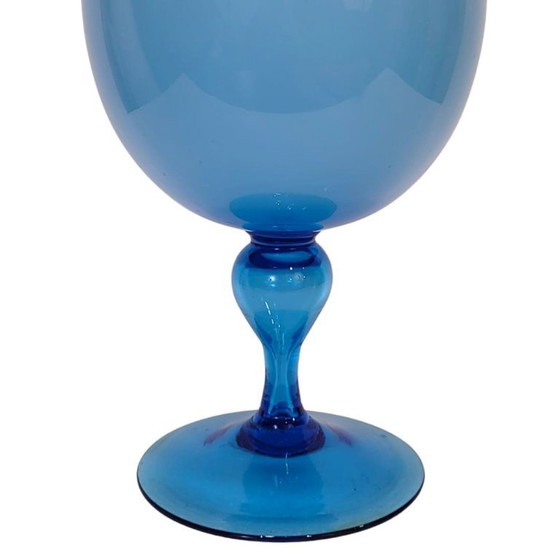 Image 1 of Gobelet/vase en cristal bleu opale, années 1970 – Italie