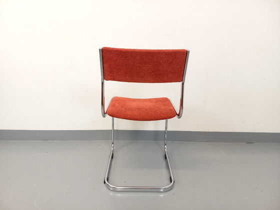 Image 1 of Vintage cantilever chair in chromed metal and fabric from the '70s