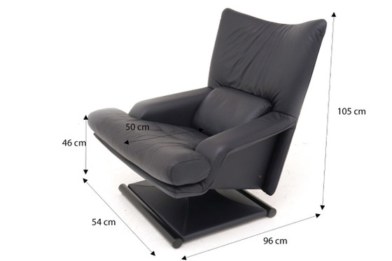 Rolf Benz 6500 Poltrona Funzione Relax Poltrona Reclinabile Pelle blu scuro – Poltrone (photo 3 of 9)