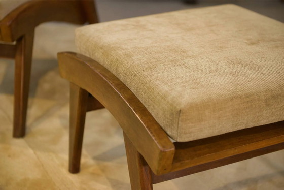 Scandinavian armchair and two 1960s ottomans. (photo 5 of 16)