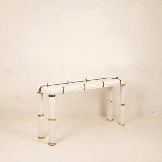 Image 1 of Console en porcelaine et laiton de Tommaso Barbi, 1970
