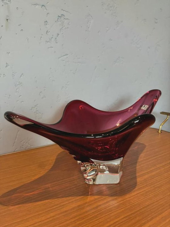 Coupe centre de table en verre d'art de Murano, rouge rubis, Italie, années 1970, Murano Glass (photo 8 sur 8)