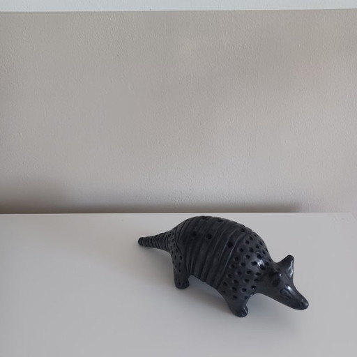 "Céramique mexicaine vintage - signée Dona Rosa armadillo - barro negro - Oaxaca"