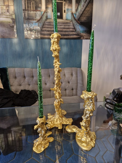 Pols potten "dripped" Candle holders
