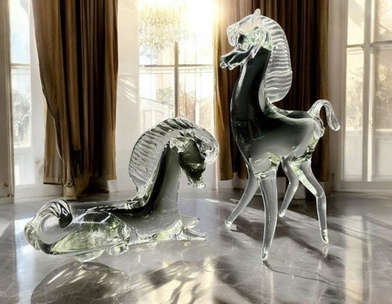 Image 1 of Murano - Elegante pareja de caballos en cristal de Murano de los años 50