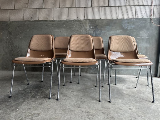Image 1 of 6x Space Age Drabert stacking chairs – vintage chrome shell