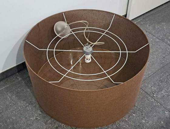 Image 1 of Brown fabric large lampshade cylinder