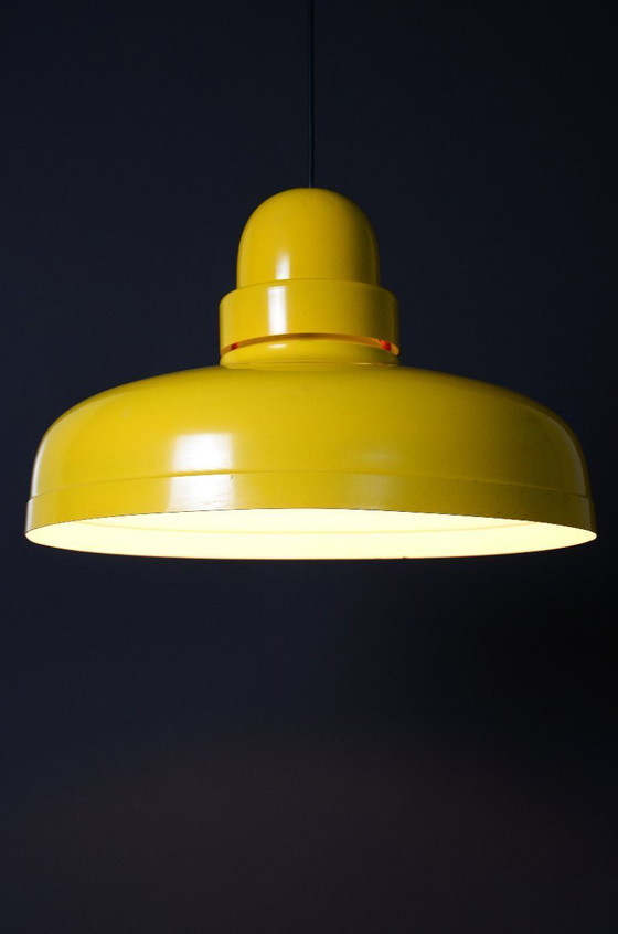 Image 1 of Lámpara colgante antigua de metal amarillo – década de 1970 – totalmente restaurada