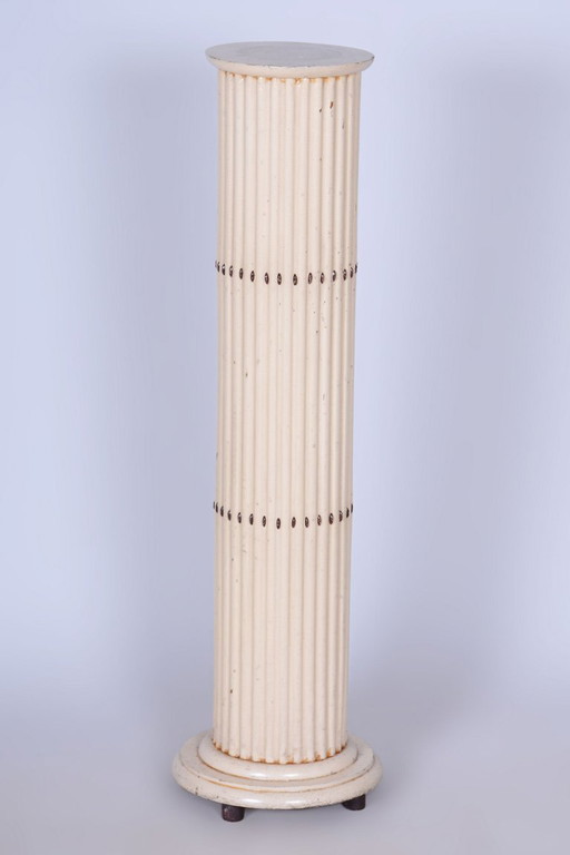 Gerestaureerde art nouveau sokkel, beuken- en sparrenhout, herleefde Poolse stijl, Oostenrijk, jaren 1910 – zuil, Wood