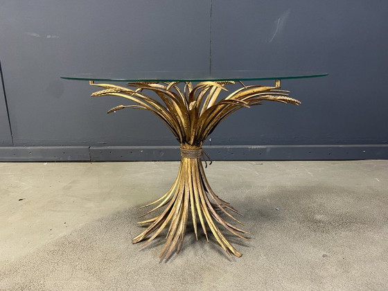 Image 1 of Vintage gilt metal sheaf of wheat coco chanel coffee table, 1960s