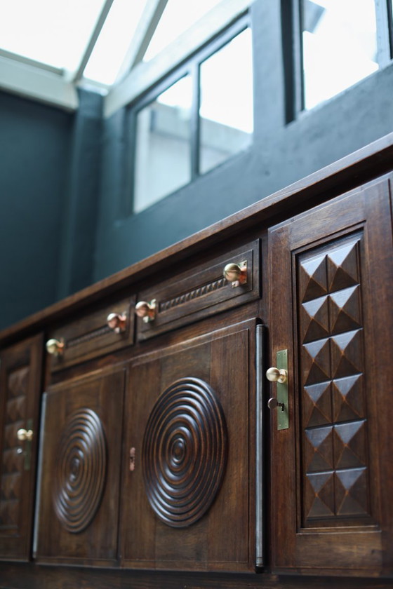 Image 1 of Charles Dudouyt Oak Credenza - 1950s French Mid-Century Modern Furniture