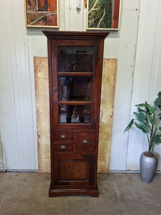 Image 1 of Teak display cabinet, sideboard, and sideboard, 69x49cm, 201cm high.