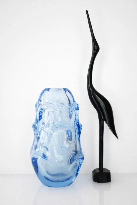 Image 1 of Vase vintage en cristal moderne bleu pâle par Börne Augustsson pour Åseda