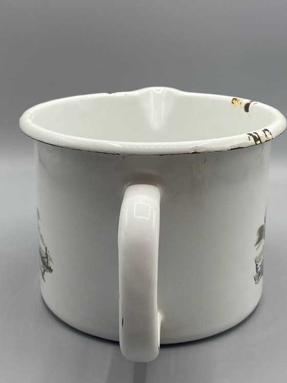 Cafetière en émail – Décoration champêtre avec oies et maisons à colombages – Objets déco, 1980 (photo 8 of 10)