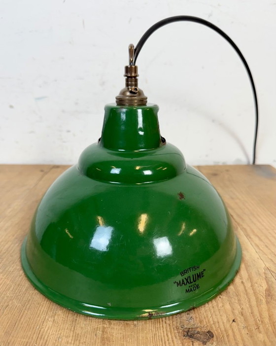 Image 1 of Industrial Green Enamel Factory Pendant Lamp from Maxlume, 1960s