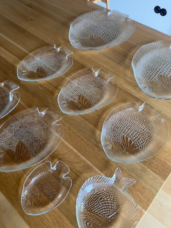 Image 1 of Stoviglie vintage in vetro a forma di pesce Arcoroc/Pasabahce