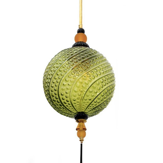 Image 1 of Lampada a sospensione in vetro soffiato di Murano e ottone