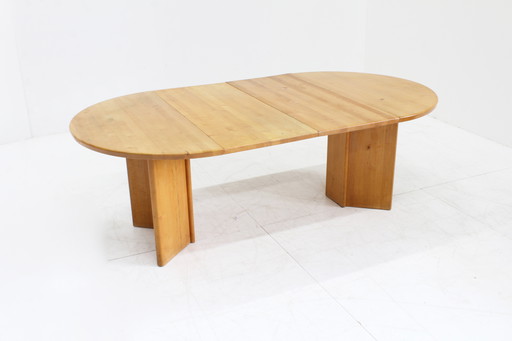 Table de salle à manger ronde extensible vintage danoise en bois massif