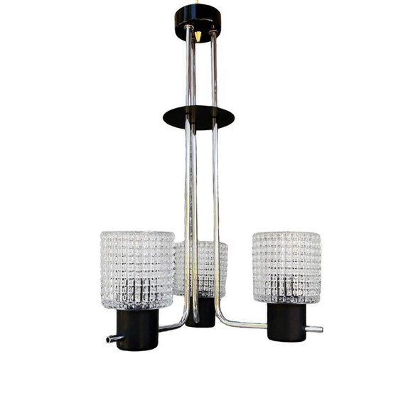 Image 1 of Elektroinstala Jílové pendant lamp, Czechoslovakia, 1970s, embossed glass, modernism