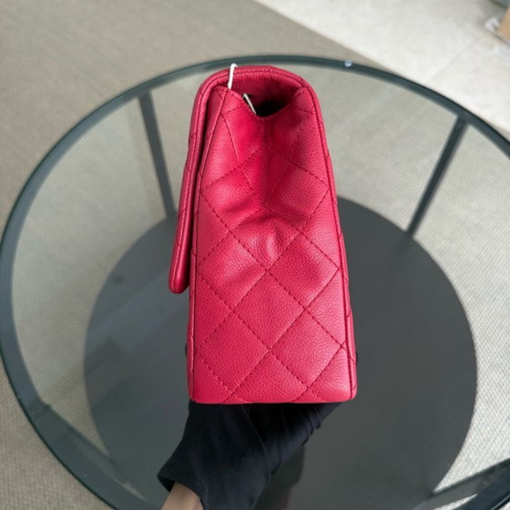 Image 1 of Borsa Chanel Classic Flap Jumbo - Caviar 30CM Single Flap Trapuntata Rosa Rosso Hardware Argento Serie 12