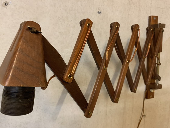 Image 1 of Schaarlamp/ harmonica lamp met varkensleren kap