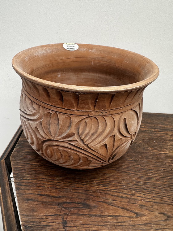 Image 1 of Vintage handmade ceramic planter H 19 cm / D 24 cm