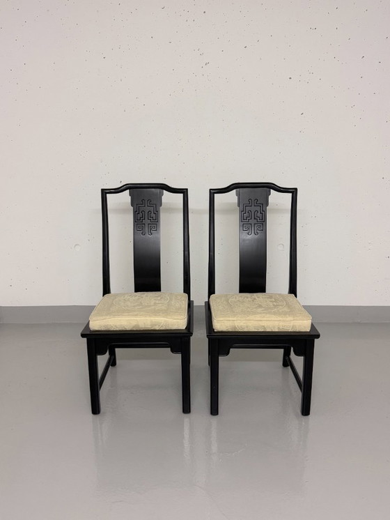 Image 1 of 🥢 Design-Rarität: Exklusives Set (4x) „Chin Hua“ Esszimmerstühle von Raymond Sobota für Century Furniture (Mid-Century)