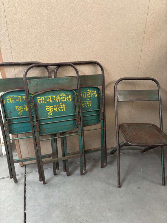 Image 1 of Vintage Brocante metal folding chairs / chairs