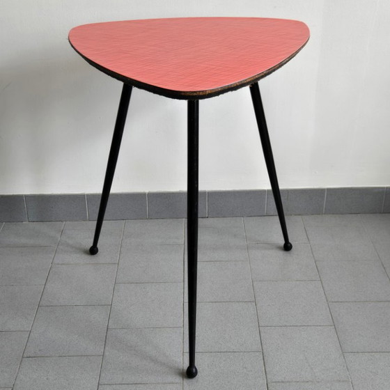 Image 1 of TABLE DE BISTROT BAR VINTAGE 1950 TRIPODE FORMICA & ACIER 50S ROCKABILLY ZAZOU