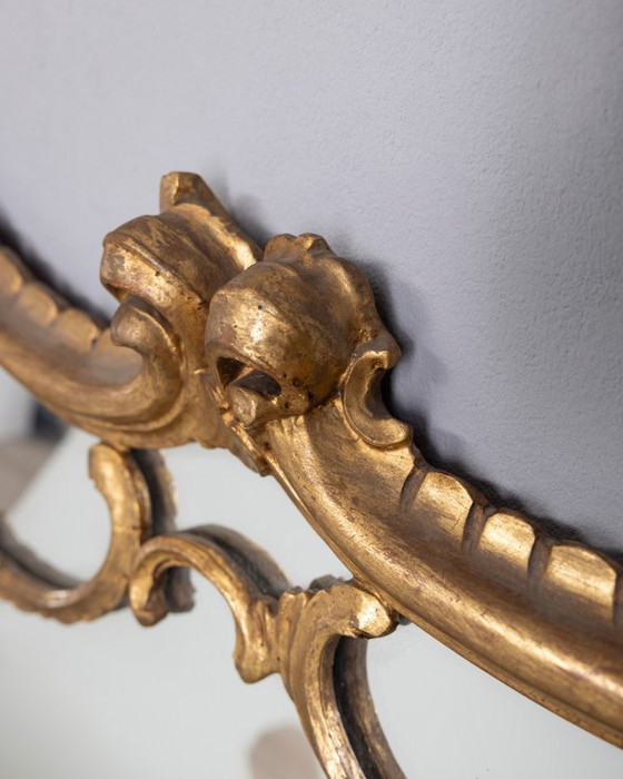 Image 1 of LARGE EARLY 20TH CENTURY BAROQUE STYLE GILDED WOOD WALL MIRROR