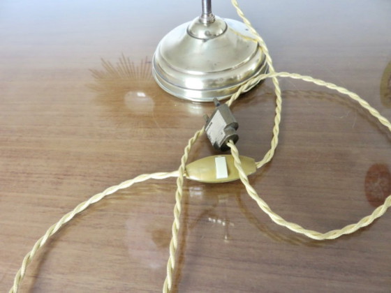 Image 1 of Lampada da gioielleria Art nouveau in bronzo e tulipani in pasta di vetro rosa