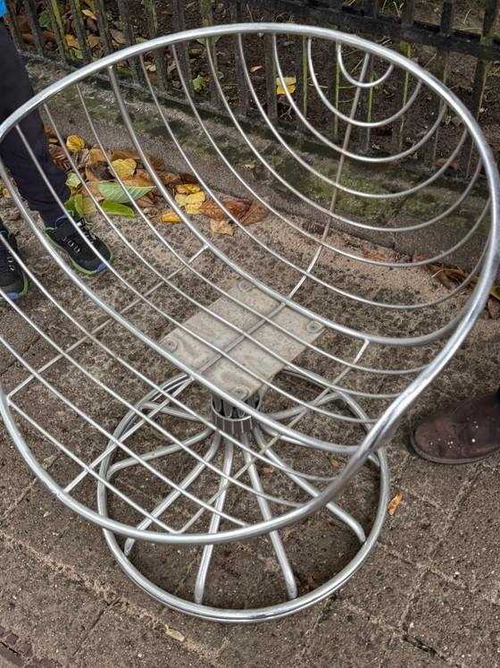 Set di 4 Sedie girevoli „Pan Am“ di Gastone Rinaldi, rima, Metallo, Cromo, Argentato (foto 2 di 6)