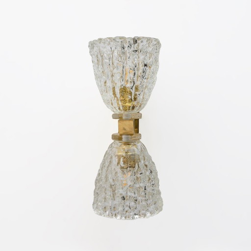 Paar Wandleuchter aus Muranoglas und Messing im Art Decò-Stil