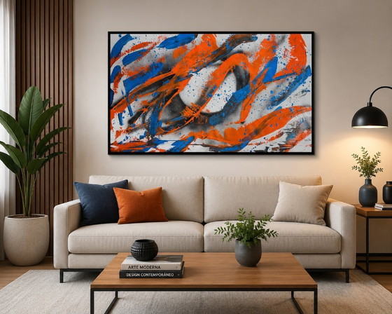 Image 1 of XXL Modern Painting 160x100 – Premium Living Room Wall Art | Contemporary Home Décor (GALTU - MoonGraff-vol.120-XXL)