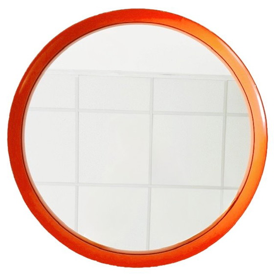 Image 1 of Mid - Century space age mirror orange wood O.W. Hack 1960's