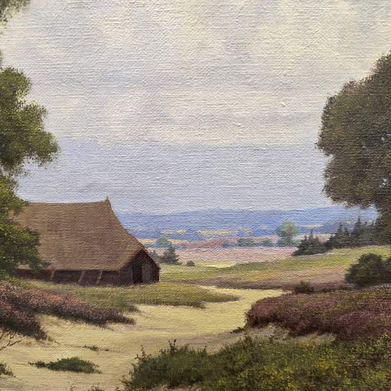 Image 1 of Paisaje de brezal con redil, firmado por J.G. Alberts.