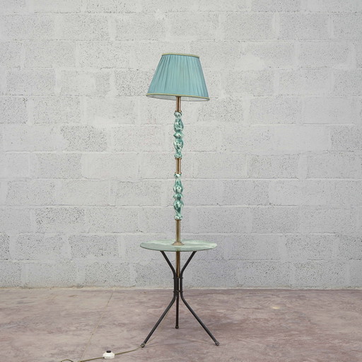 Lampada da terra in ceramica e vetro anni '50