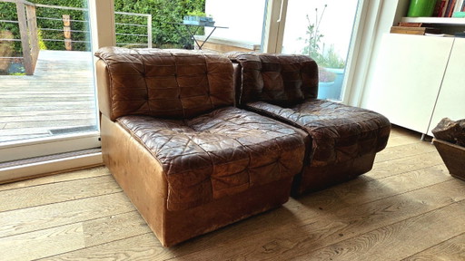 Mid Century DS11 Modulaire Patchwork Lederen Loungefauteuil Van De Sede, Zwitserland, Jaren 70 – stoelen fauteuils, Leather
