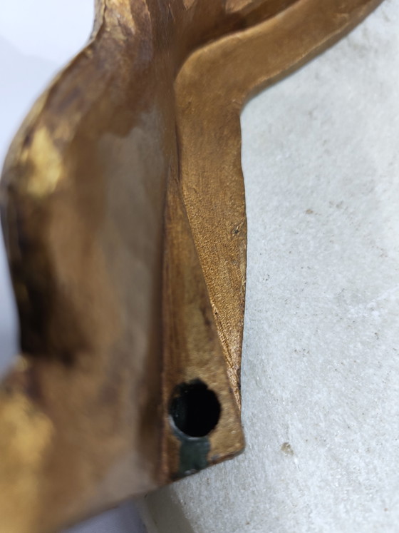 Beautiful Vintage Baroque Neck Set - Crested Mirror & Wall Console – Stone, Wood (photo 7 of 15)