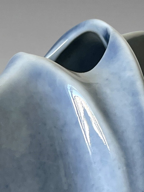 Image 1 of Virebent porcelain vase – blue landscape design – designer bud vase – made in France – 13 cm