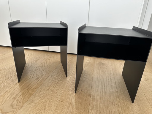2 black steel matte lacquered night tables Robust Amsterdam