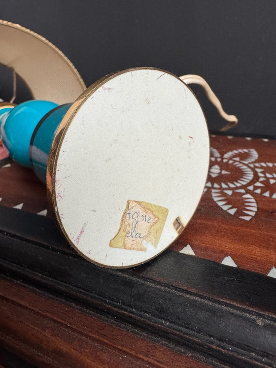 Lampe opaline turquoise laiton années 60, Verre (photo 3 sur 13)