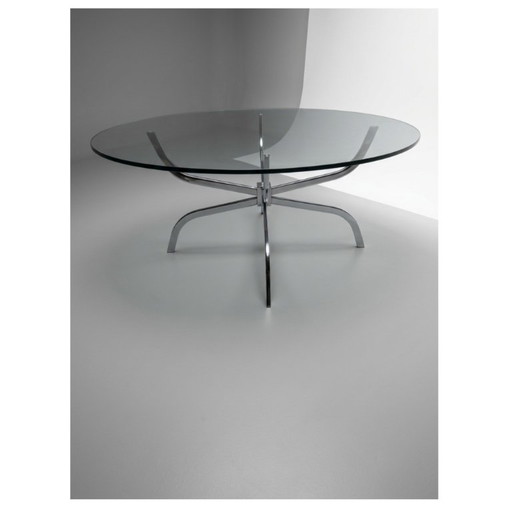 Table basse design vintage années 70 - Chrome et verre - Style futuriste