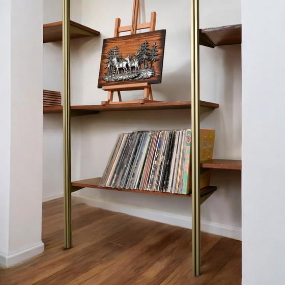 Image 1 of Tension Pole Free Standing Rose Gold Aluminum Omni Wall Unit by George Nelson